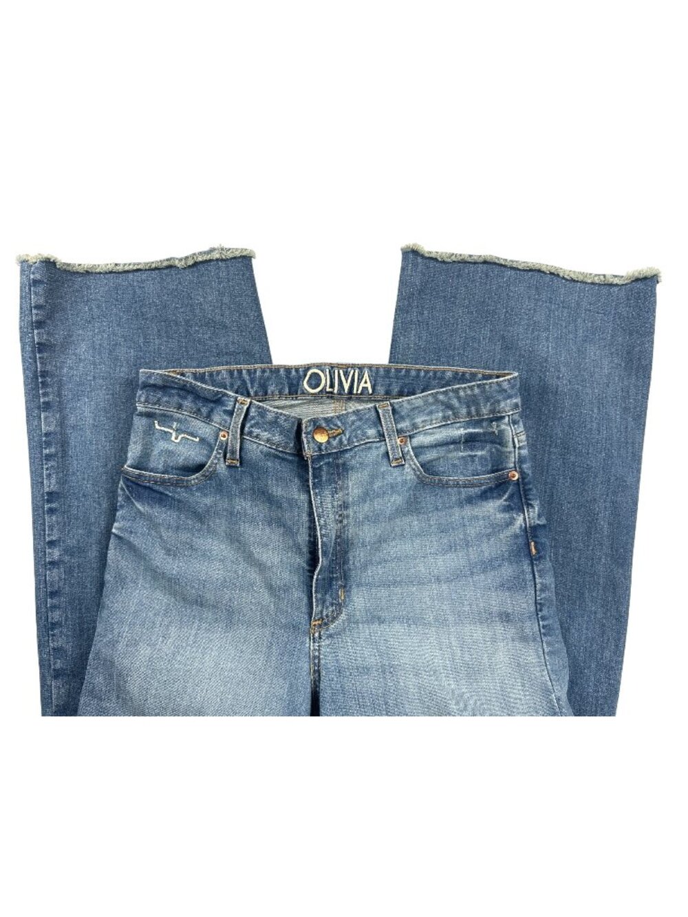 Kimes Ranch Olivia Jeans Women's 10/34 Medium Wash High Rise Raw Hem Western